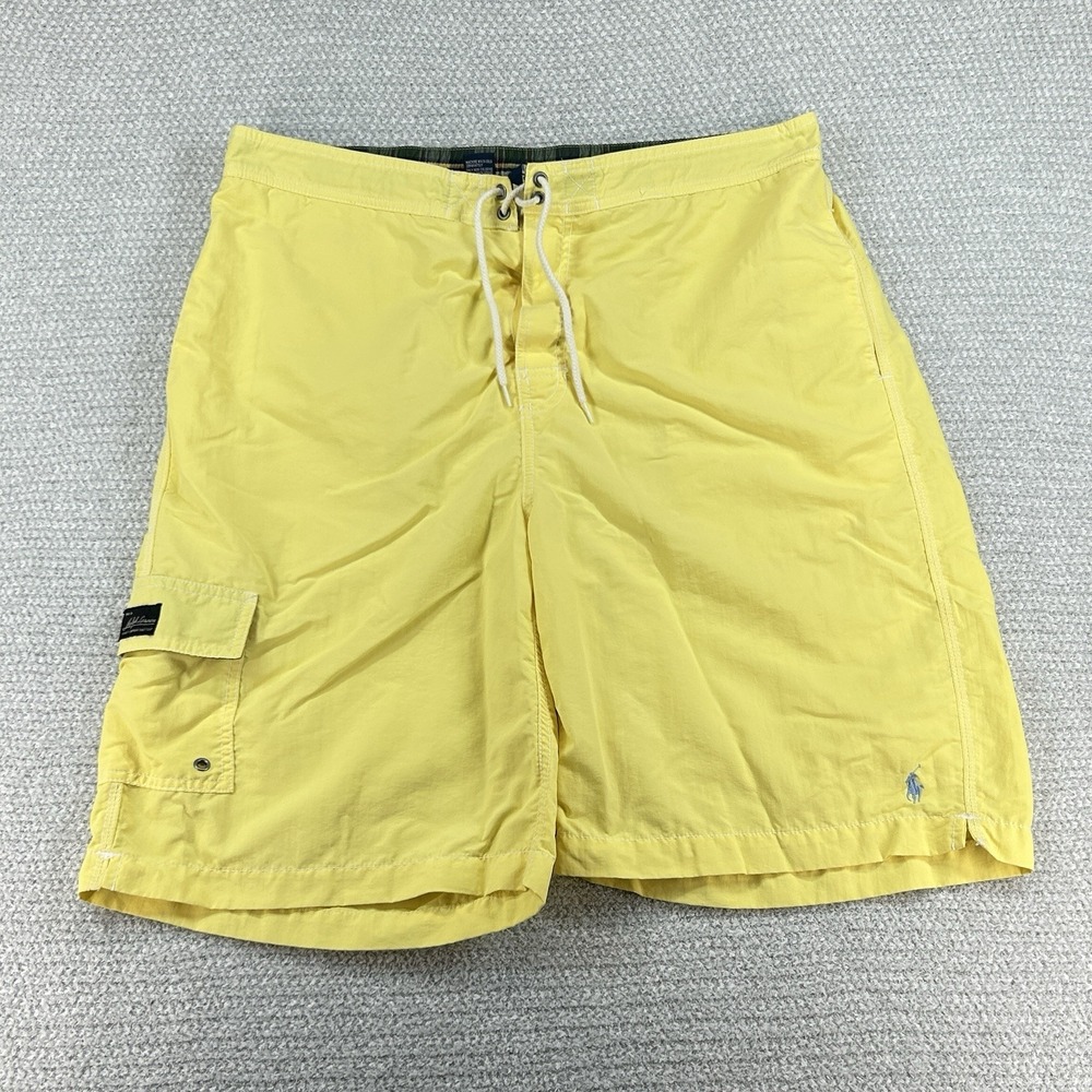Polo Ralph Lauren Swim Trunks Mens XL 9" Yellow Cargo Drawstring Lined